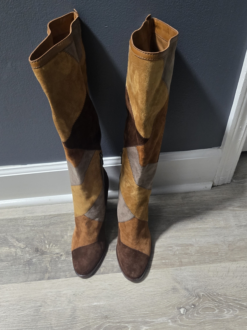 Frye Claude Patchwork Suede Knee High Boots 8.5 - Picture 9 of 11